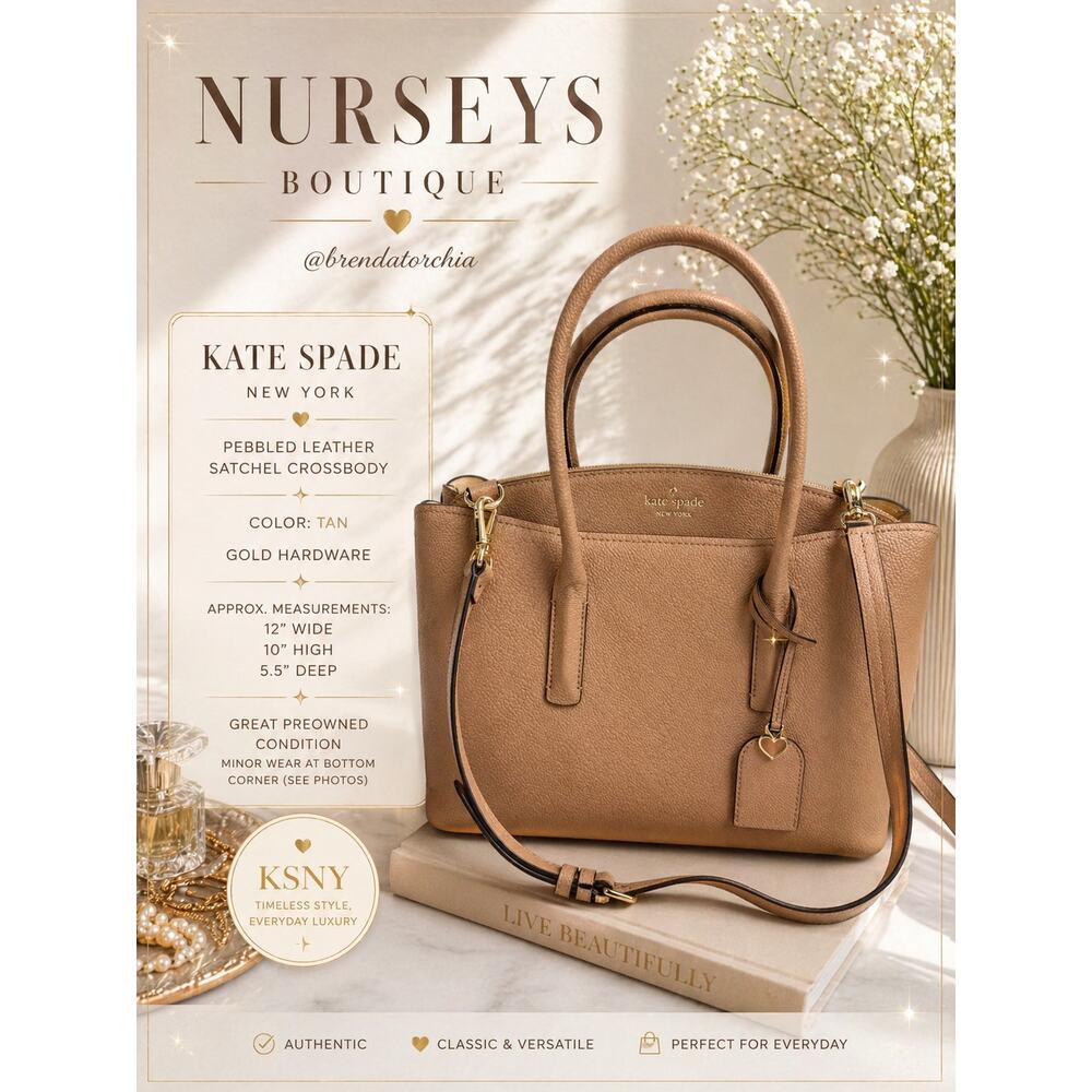 Kate Spade Pebbled Leather Satchel Crossbody Tan Gold Hardware